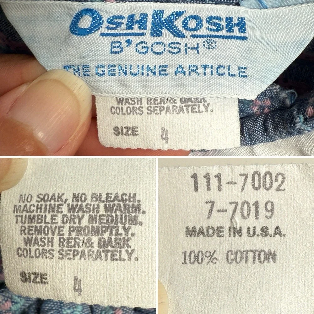 Oshkosh B'Gosh 4T Short Sleeve Shirt Made‎ In USA Pink Embroidered Peter Pan VTG